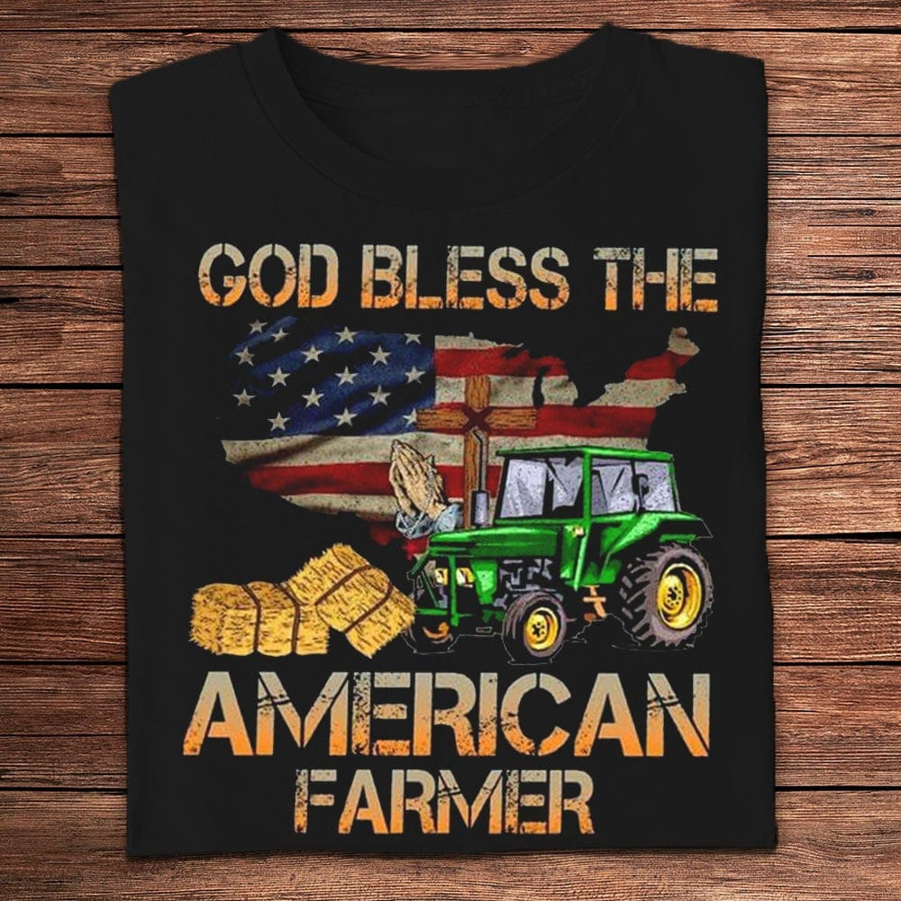 Farm T Shirt, God Bless The American Farmer T Shirts, Farm Shirts, Funny Farm Shirts