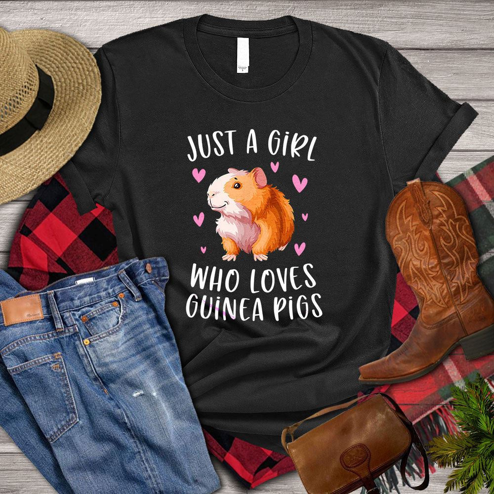 Farm T Shirt, GuineaJust A Girl Who Loves Guineapigs T Shirt, Farm Shirts, Funny Farm Shirts