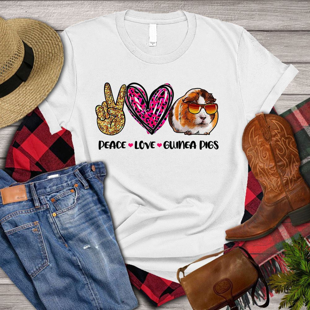 Farm T Shirt, GuineaPeace Love Guineapigs Lover T Shirt, Farm Shirts, Funny Farm Shirts