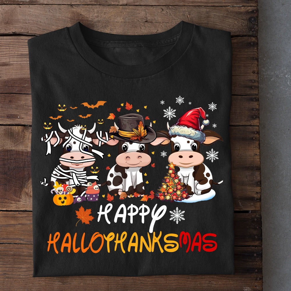 Farm T Shirt, Halloween Cow T-shirt, Happy Hallothanksmas T Shirt, Farm Shirts, Funny Farm Shirts