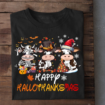 Farm T Shirt, Halloween Cow T-shirt, Happy Hallothanksmas T Shirt, Farm Shirts, Funny Farm Shirts