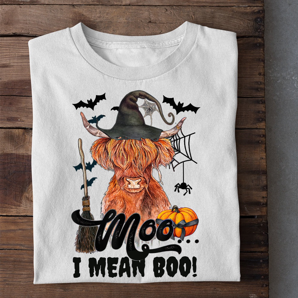 Farm T Shirt, Halloween Highland Moo I Mean Boo T Shirt, Farm Shirts, Funny Farm Shirts