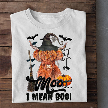 Farm T Shirt, Halloween Highland Moo I Mean Boo T Shirt, Farm Shirts, Funny Farm Shirts