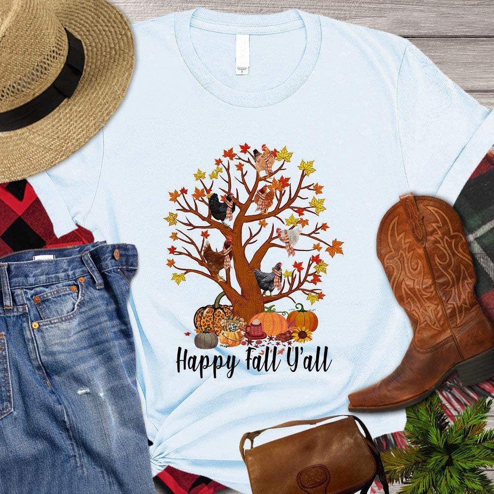 Farm T Shirt, Happy Fall Yall Thanksgiving Gift For Chicken Lovers T Shirt, Farm Shirts, Funny Farm Shirts