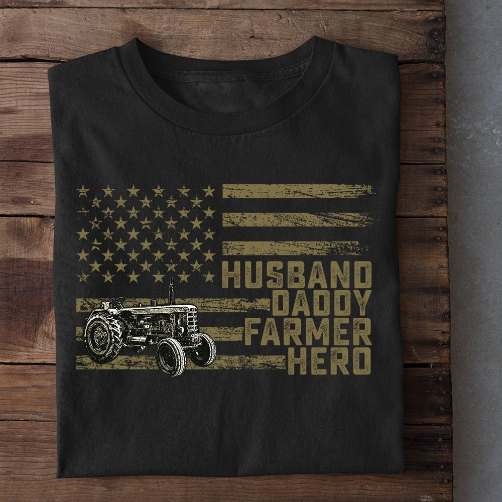 Farm T Shirt, Husband Daddy Farmer Hero T Shirt, Farm Shirts, Funny Farm Shirts