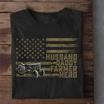 Farm T Shirt, Husband Daddy Farmer Hero T Shirt, Farm Shirts, Funny Farm Shirts