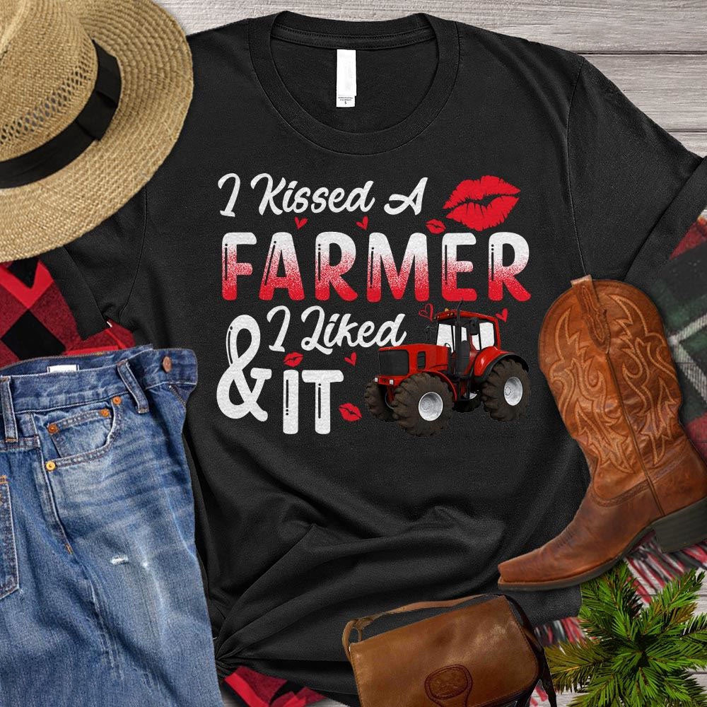 Farm T Shirt, I Kissed A Farmer I Liked It Red Tractor Gift For Farmer Lovers T Shirt, Farm Shirts, Funny Farm Shirts