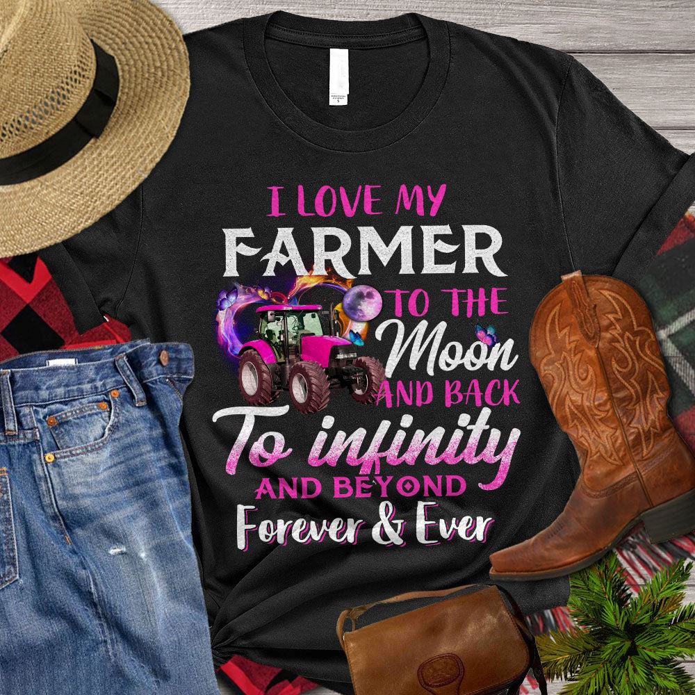 Farm T Shirt, I Love My Farmer To The Moon And Back T Shirt, Farm Shirts, Funny Farm Shirts