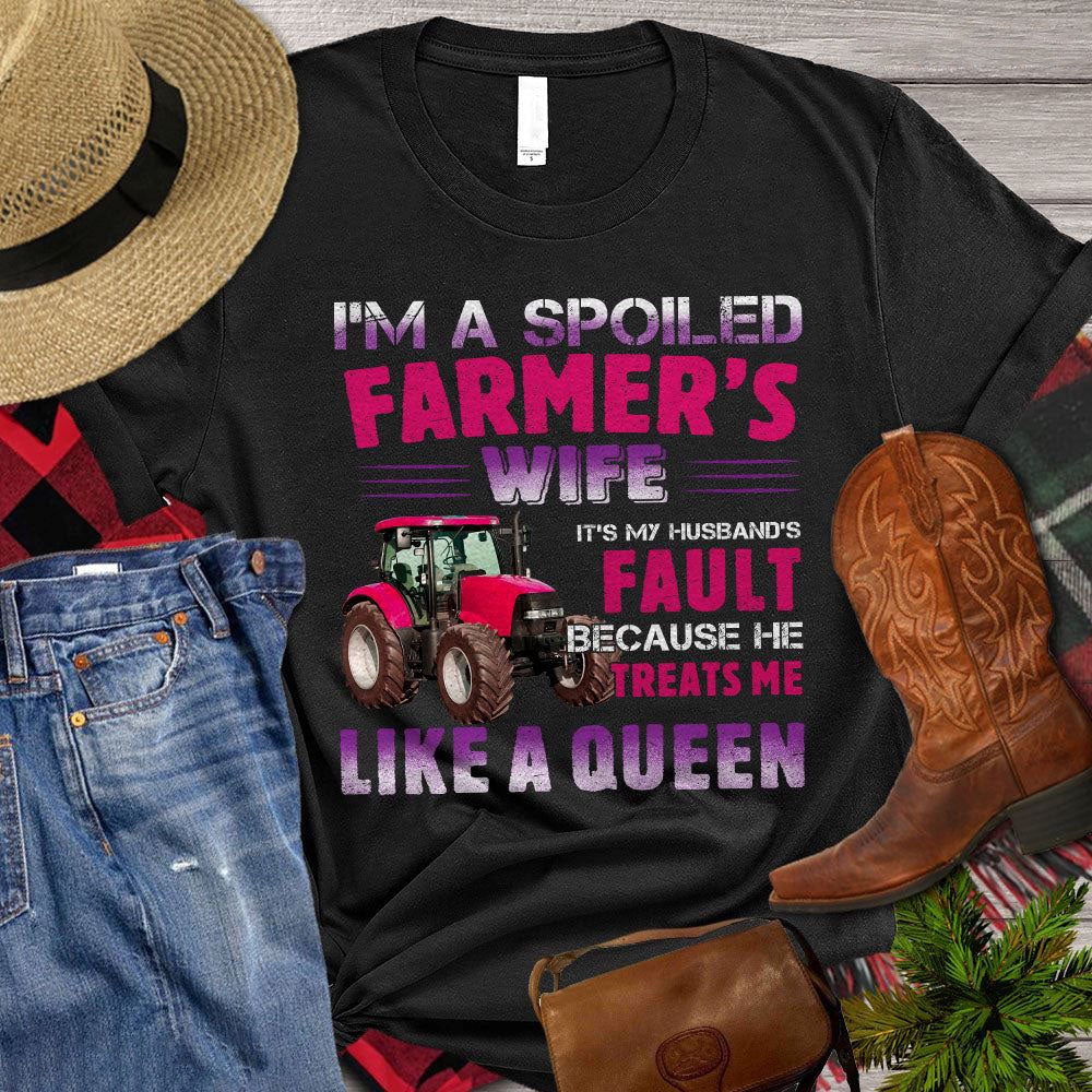 Farm T Shirt, I'm A Spoiled Farmer's Wife It's My Husband's T Shirt, Farm Shirts, Funny Farm Shirts