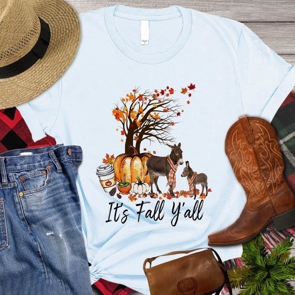 Farm T Shirt, It's Fall Yall Thanksgiving Gift For Donkey Lovers T Shirt, Farm Shirts, Funny Farm Shirts