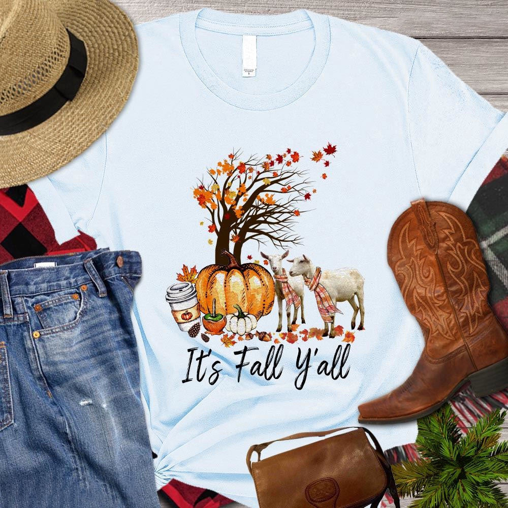 Farm T Shirt, It's Fall Yall Thanksgiving Gift For Goat Lovers T Shirt, Farm Shirts, Funny Farm Shirts