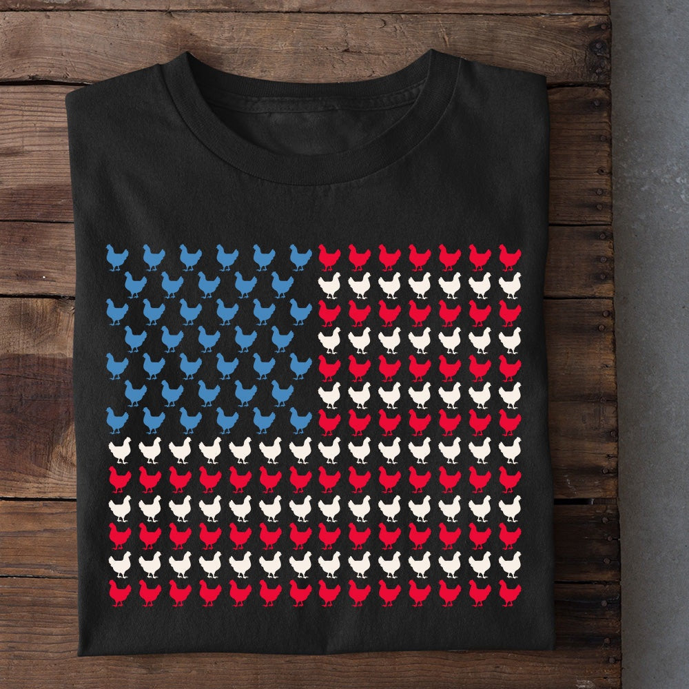 Farm T Shirt, July 4Th Chicken Arrange Usa Flag Chicken Patriotic T Shirt, Farm Shirts, Funny Farm Shirts