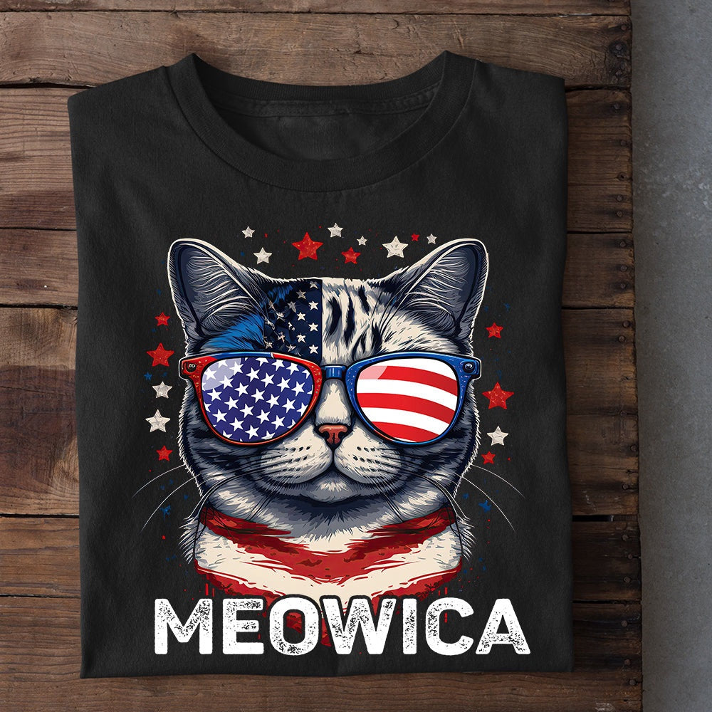 Farm T Shirt, July 4th Cat T-shirt, Meowica T Shirt, Farm Shirts, Funny Farm Shirts