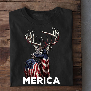 Farm T Shirt, July 4th Deer T-shirt, Merica Deer Patriotic Tees, Farm Shirts, Funny Farm Shirts