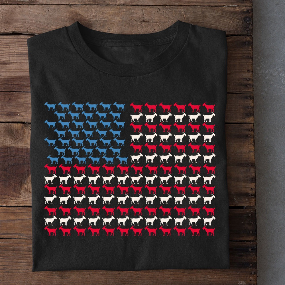 Farm T Shirt, July 4th Goat Arrange A USA Flag Goat Patriotic Tees, Farm Shirts, Funny Farm Shirts