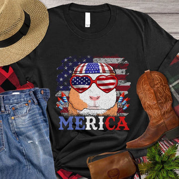 Farm T Shirt, July 4th GuineaMerica USA Flag T Shirt, Farm Shirts, Funny Farm Shirts