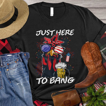 Farm T Shirt, July 4th Just Here To Bang Glasses USA Flag T Shirt, Farm Shirts, Funny Farm Shirts
