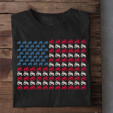 Farm T Shirt, July 4th Tractor Arrange A USA Flag T Shirt, Farm Shirts, Funny Farm Shirts