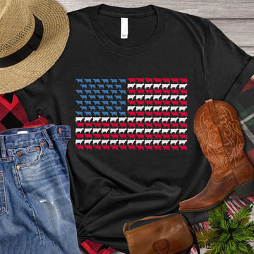 Farm T Shirt, July 4th USA Flag Cow T Shirt, Farm Shirts, Funny Farm Shirts