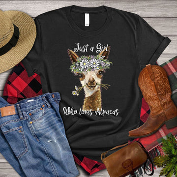 Farm T Shirt, Just A Girl Who Loves Alpacas T Shirt, Farm Shirts, Funny Farm Shirts