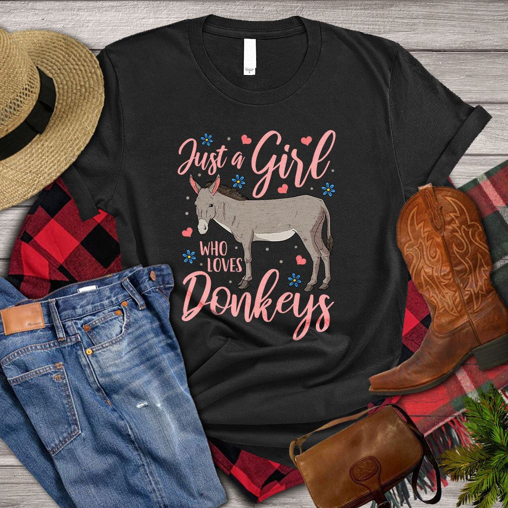 Farm T Shirt, Just A Girl Who Loves Donkeys T Shirt, Farm Shirts, Funny Farm Shirts