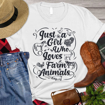 Farm T Shirt, Just A Girl Who Loves Farm Animals T Shirt, Farm Shirts, Funny Farm Shirts