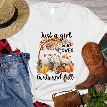 Farm T Shirt, Just A Girl Who Loves Goats And Fall Thanksgiving Gift For Goat, Farm Shirts, Funny Farm Shirts