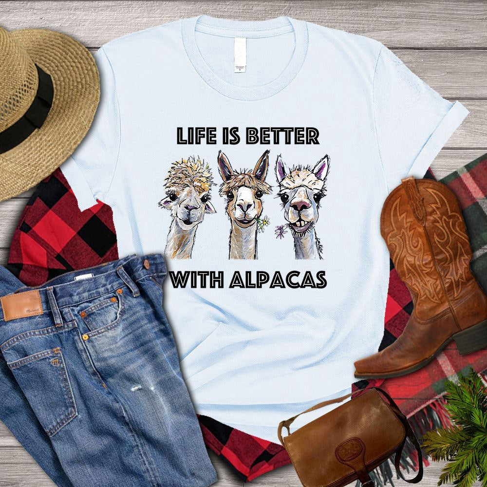 Farm T Shirt, Life Is Better With Alpacas T Shirt, Farm Shirts, Funny Farm Shirts