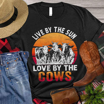 Farm T Shirt, Live By The Sun Love By The Cows T Shirt, Farm Shirts, Funny Farm Shirts