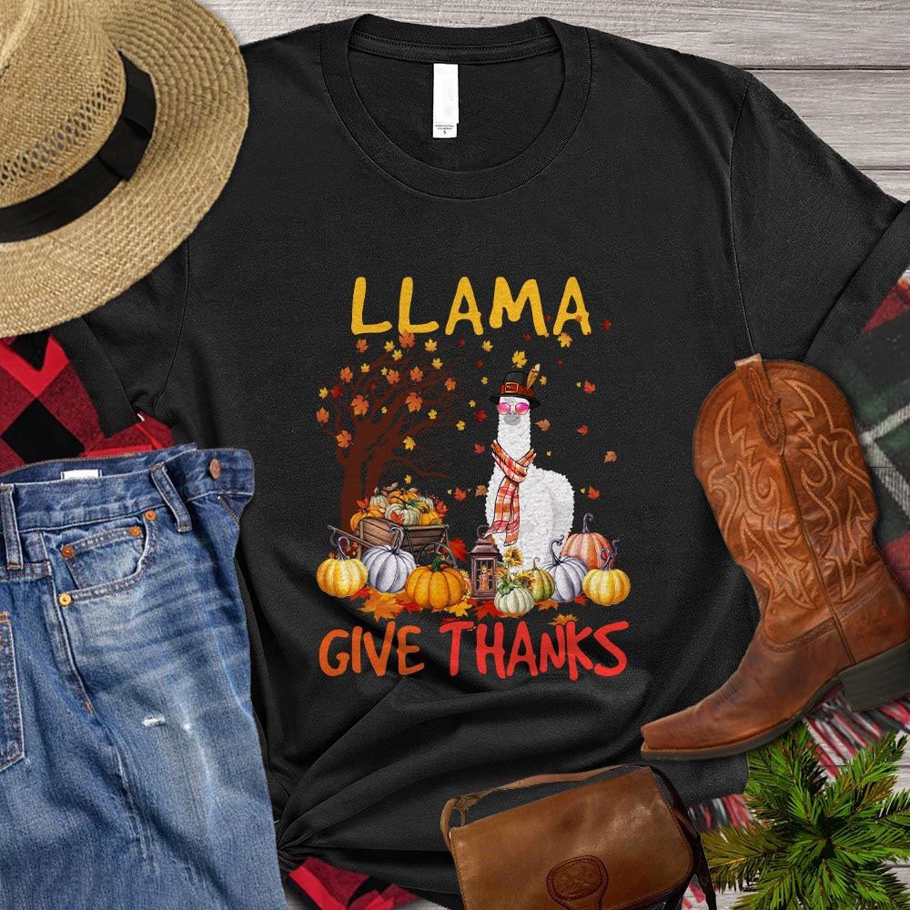 Farm T Shirt, Llama Give Thanks Thanksgiving Gift For Llama Lovers T Shirt, Farm Shirts, Funny Farm Shirts