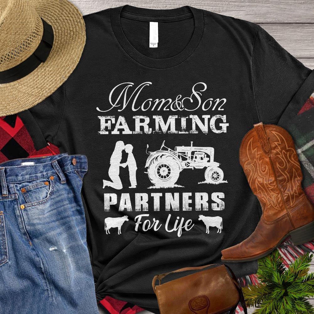 Farm T Shirt, Mom And Son Farming Partners For Life T Shirt, Farm Shirts, Funny Farm Shirts