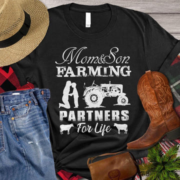 Farm T Shirt, Mom And Son Farming Partners For Life T Shirt, Farm Shirts, Funny Farm Shirts