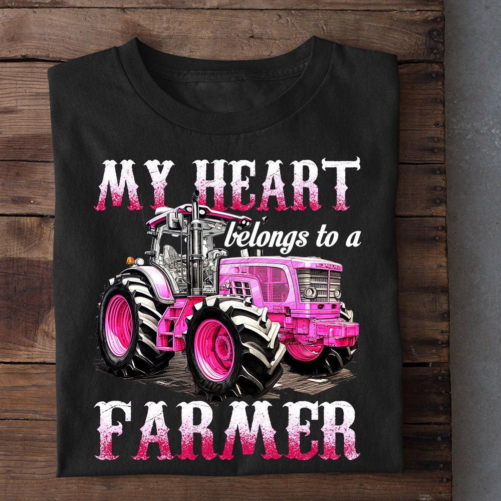 Farm T Shirt, My Heart Belongs To A Farmer T Shirt, Farm Shirts, Funny Farm Shirts