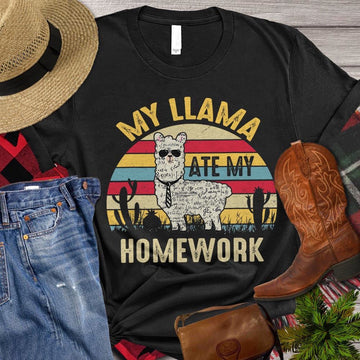 Farm T Shirt, My Llama Ate My Homework T Shirt, Farm Shirts, Funny Farm Shirts
