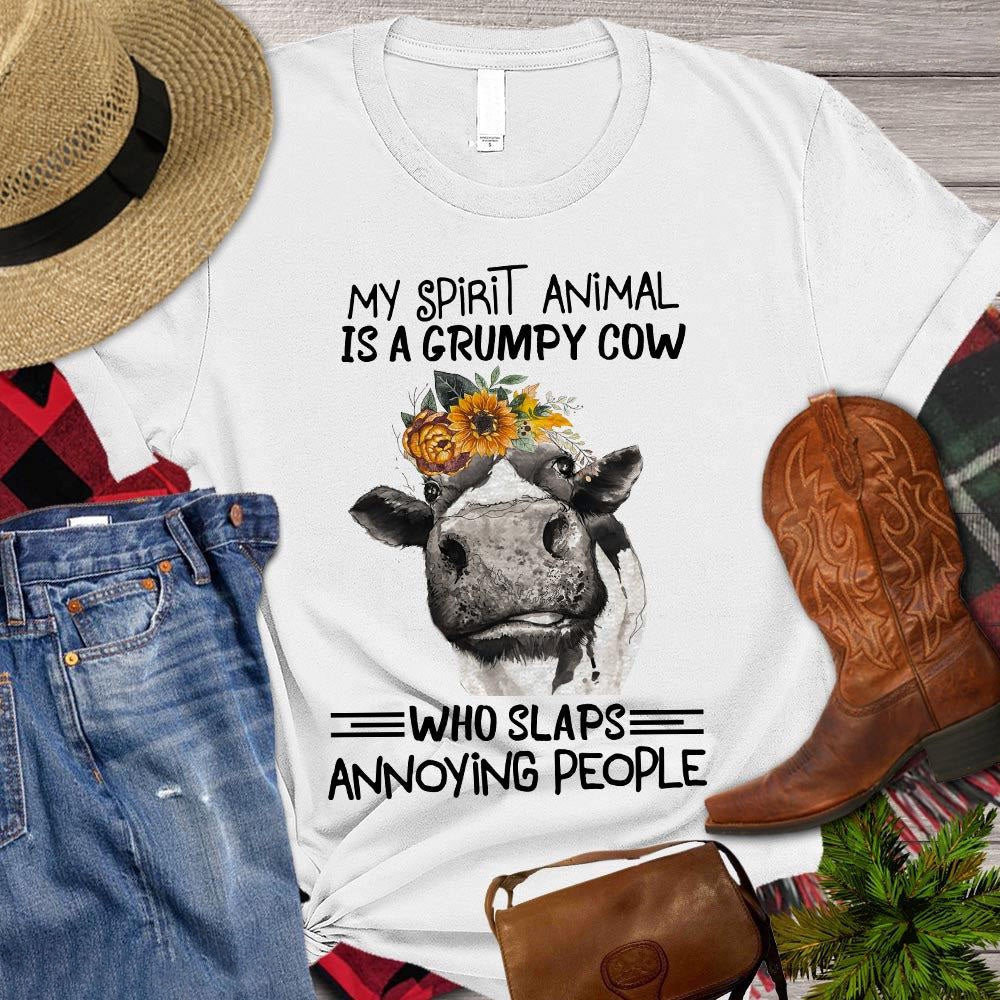 Farm T Shirt, My Spirit Animal Is A Grumpy Cow T Shirt, Farm Shirts, Funny Farm Shirts