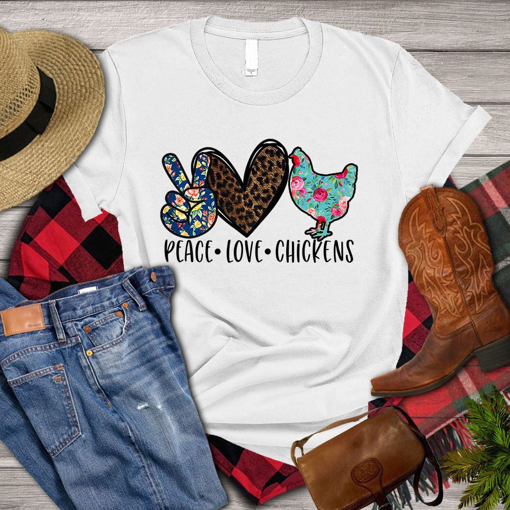 Farm T Shirt, Peace Love Chickens T Shirt, Farm Shirts, Funny Farm Shirts