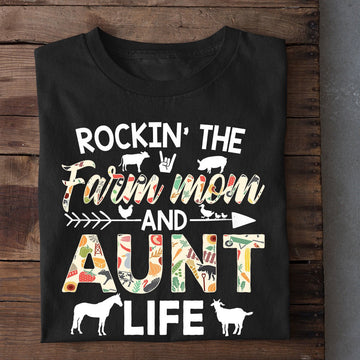 Farm T Shirt, Rockin The Farm Mom And Aunt Life T Shirt, Farm Shirts, Funny Farm Shirts