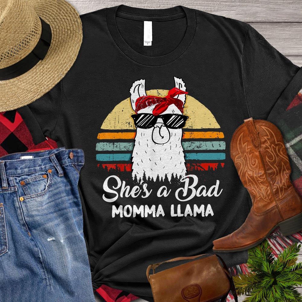 Farm T Shirt, She's A Bad Momma Llama T Shirt, Farm Shirts, Funny Farm Shirts