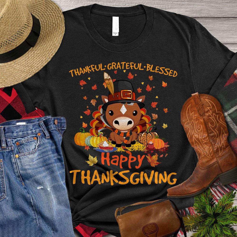 Farm T Shirt, Thankful - Grateful - Blessed Happy Thanksgiving T Shirt, Farm Shirts, Funny Farm Shirts