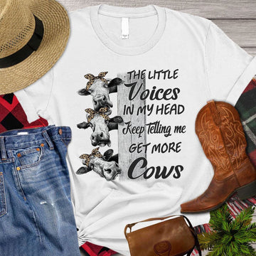 Farm T Shirt, The Little Voices In My Head Keep Telling Me Get More Cows T Shirt, Farm Shirts, Funny Farm Shirts