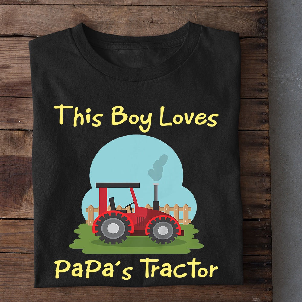 Farm T Shirt, This Boy Loves Papa's Tractor T Shirt, Farm Shirts, Funny Farm Shirts