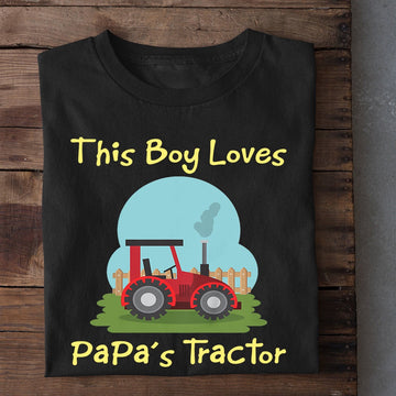 Farm T Shirt, This Boy Loves Papa's Tractor T Shirt, Farm Shirts, Funny Farm Shirts