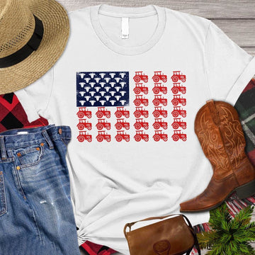Farm T Shirt, Tractor Arrange USA Flag T Shirt, Farm Shirts, Funny Farm Shirts