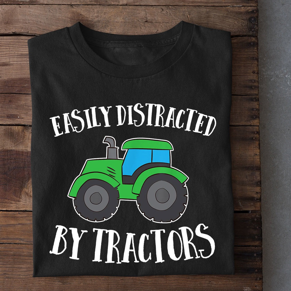 Farm T Shirt, Tractor Kids T-shirt, Easily Distracted By Tractors T Shirt, Farm Shirts, Funny Farm Shirts