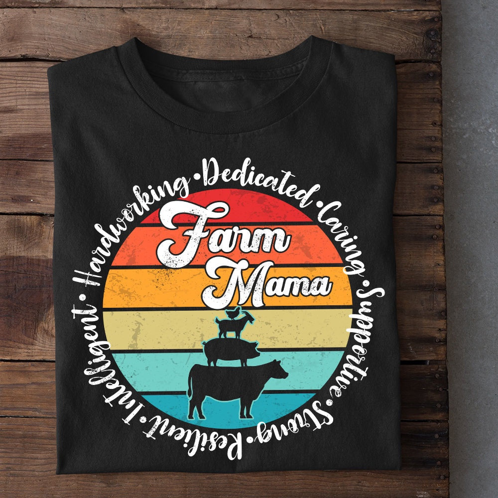 Farm T Shirt, Vintage Hardworking Dedicated Caring Farm Mama Farm Animals T Shirt, Farm Shirts, Funny Farm Shirts