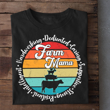 Farm T Shirt, Vintage Hardworking Dedicated Caring Farm Mama Farm Animals T Shirt, Farm Shirts, Funny Farm Shirts