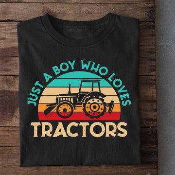 Farm T Shirt, Vintage Just A Boy Who Loves Tractors T Shirt, Farm Shirts, Funny Farm Shirts
