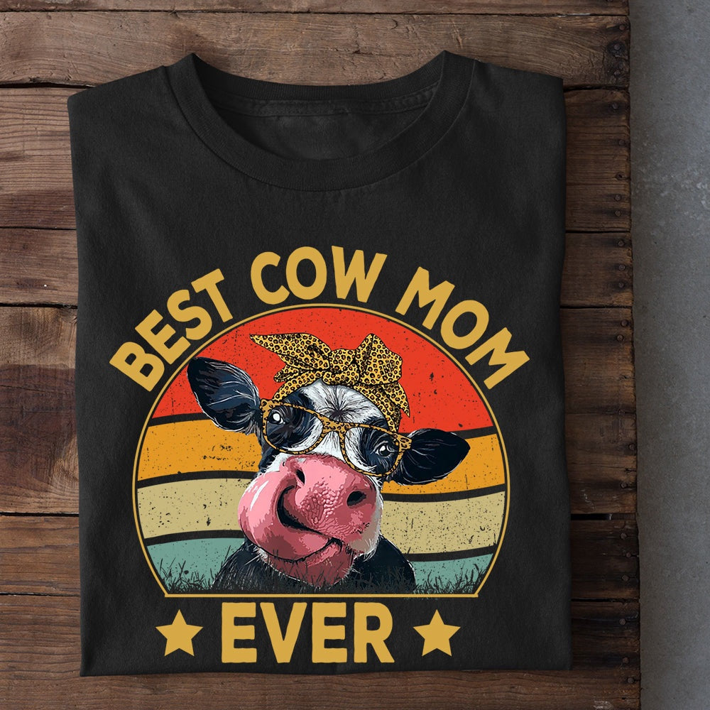 Farm T Shirt, Vintage Mother's Day Best Cow Mom Ever T Shirt, Farm Shirts, Funny Farm Shirts