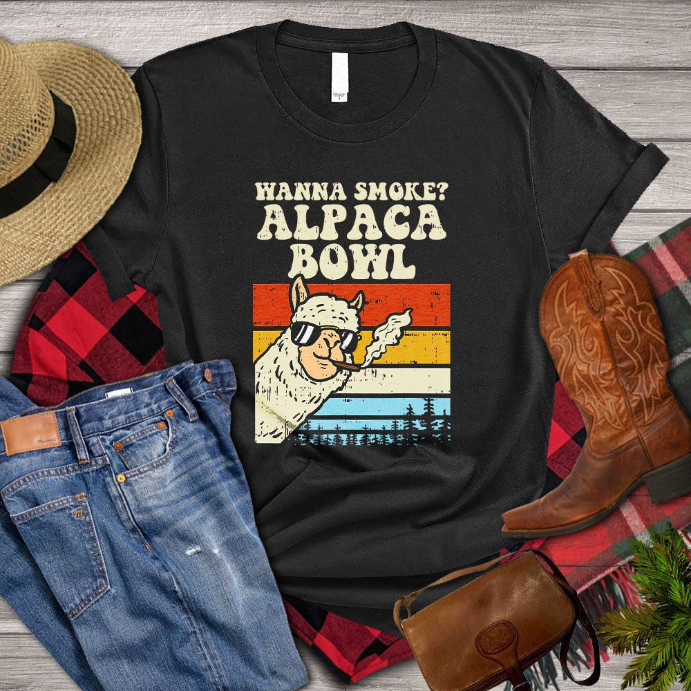 Farm T Shirt, Wanna Smoke Alpaca Bowl T Shirt, Farm Shirts, Funny Farm Shirts