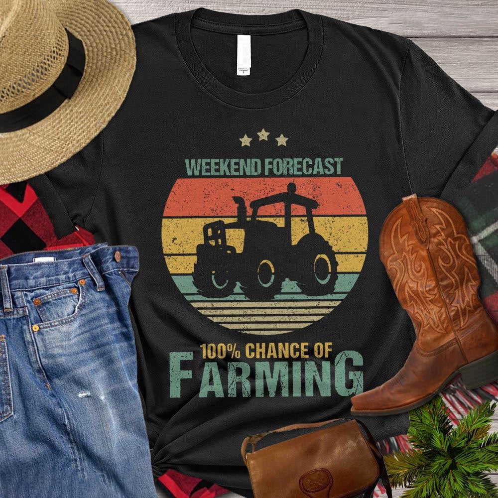 Farm T Shirt, Weekend Forecast00% Chance Of Farming T Shirt, Farm Shirts, Funny Farm Shirts